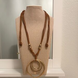 Paparazzi Gold and Tan Multi-Layer Necklace
